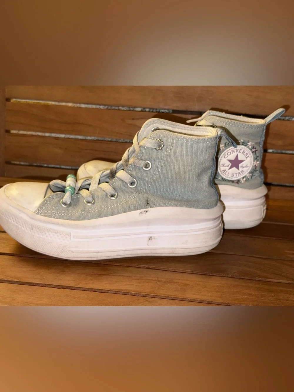 Converse Kids High-Top Sneakers in Light Blue with White Platform